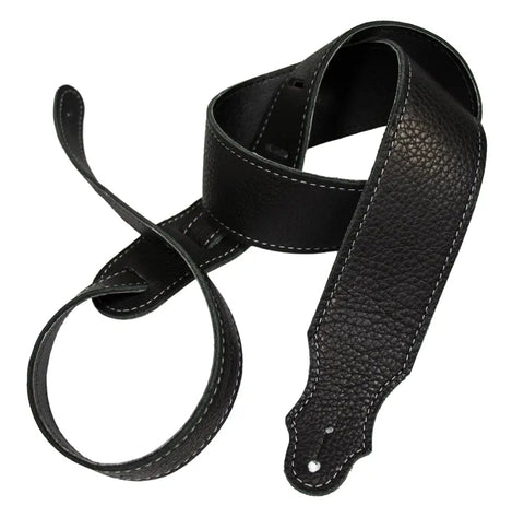 Franklin 2" Purist Glove Leather Guitar Strap Black with Silver Stitching 4A-BK-S