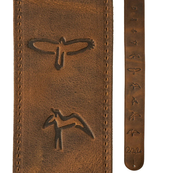 PRS Distressed Brown Leather Birds Strap