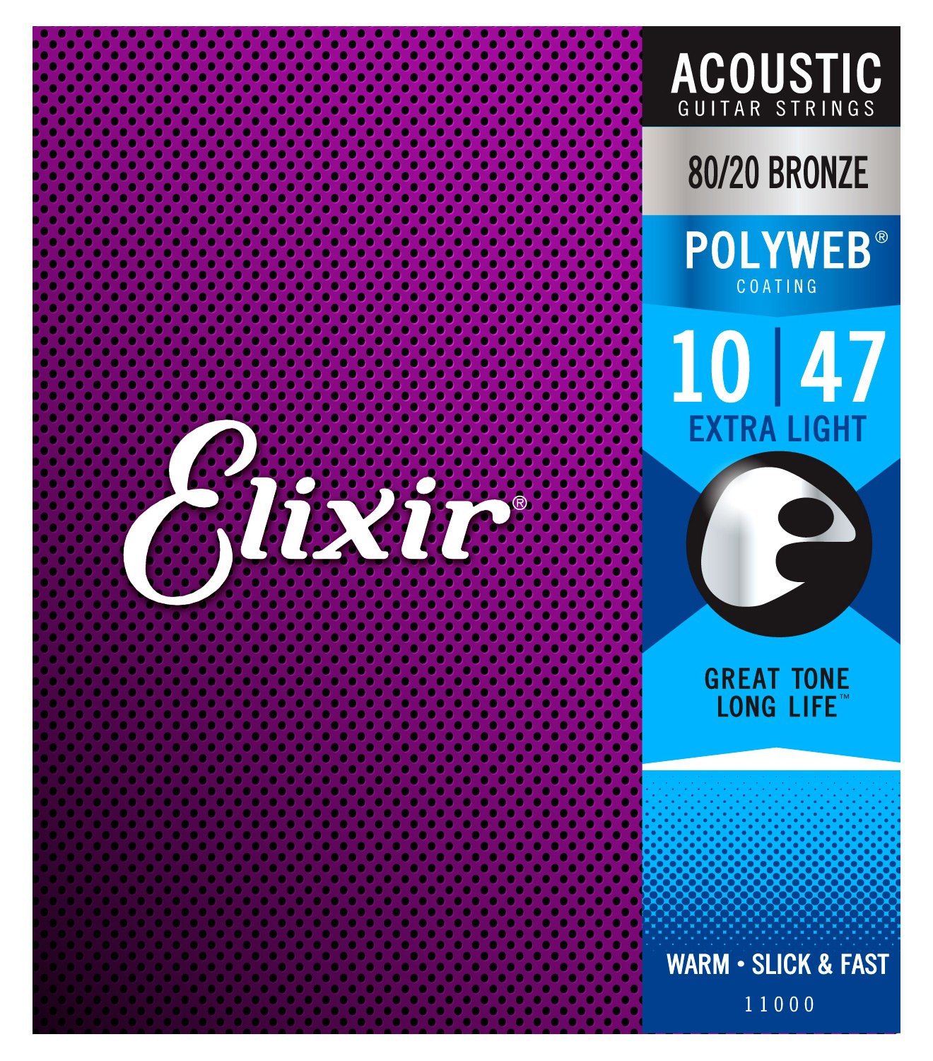 Elixir 11000 Polyweb 80/20 Bronze Acoustic Guitar Strings - Extra Light (10-47)