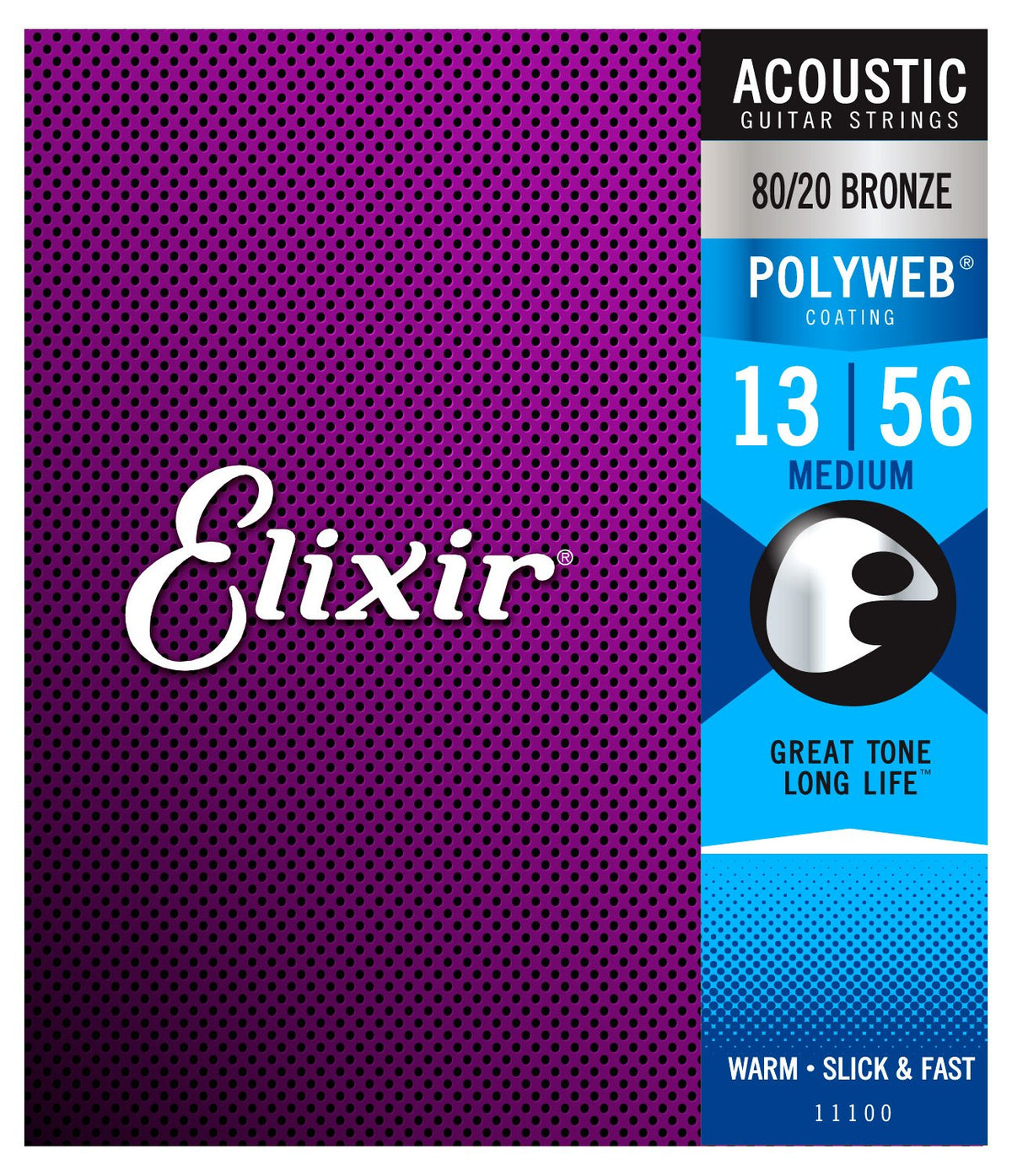 Elixir 11100 Polyweb 80/20 Bronze Acoustic Guitar Strings - Medium (13-56)