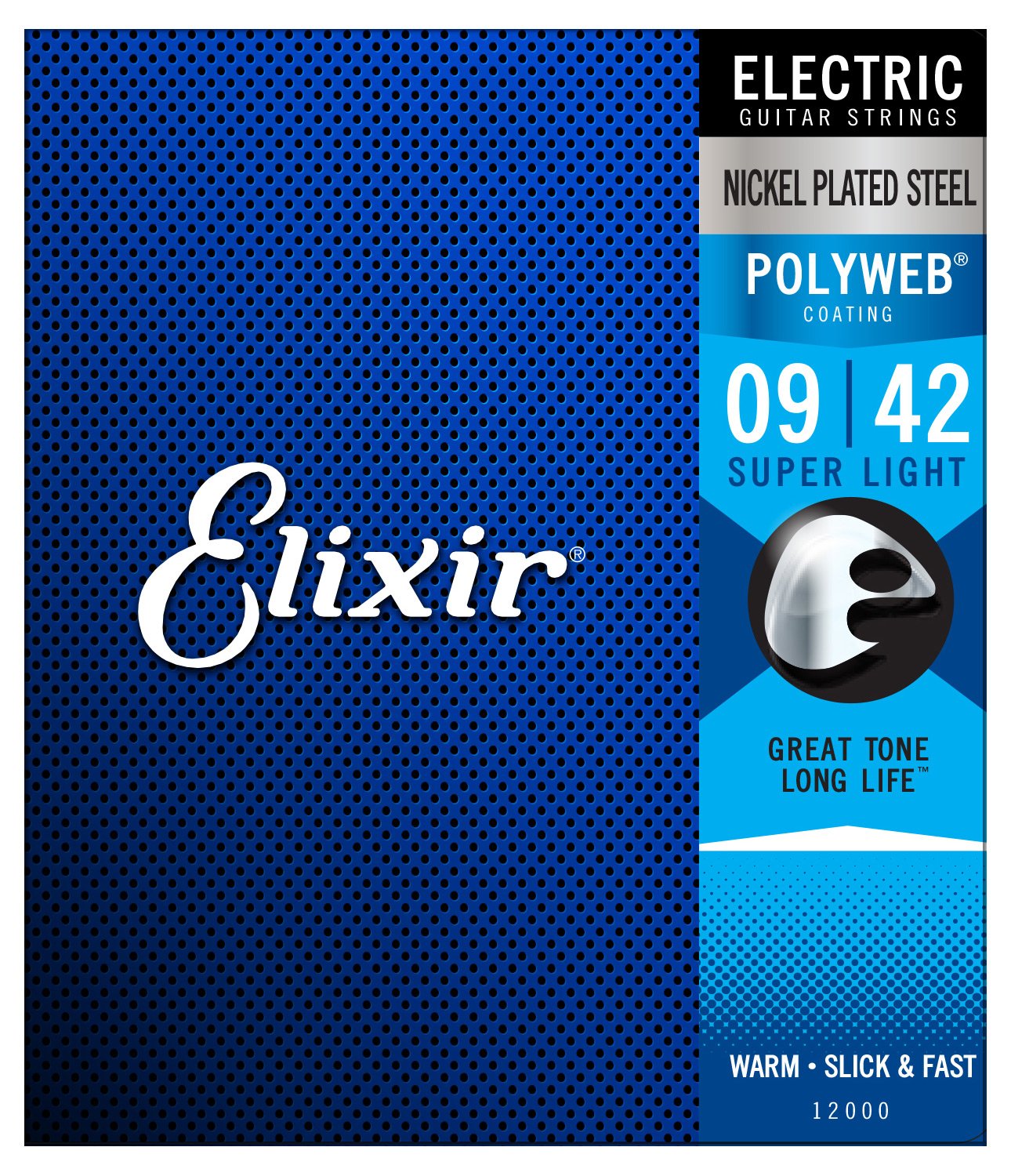 Elixir 12000 Polyweb Nickel Plated Steel Electric Guitar Strings - Super Light (9-42)