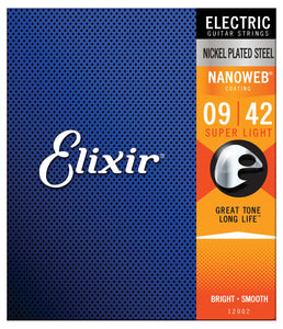 Elixir 12002 Nanoweb Nickel Plated Steel Electric Guitar Strings - Super Light (9-42)