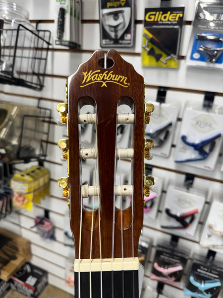 Washburn C5CE Classical Series Spruce/Catalpa Cutaway Nylon String with Electronics - Natural