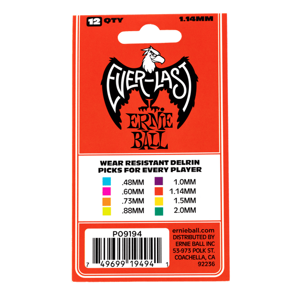 Ernie Ball P09194 Everlast Picks - 1.14mm Red - 12 Pack