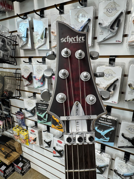 Schecter C-1 FR S Platinum - Crimson Red Burst Satin