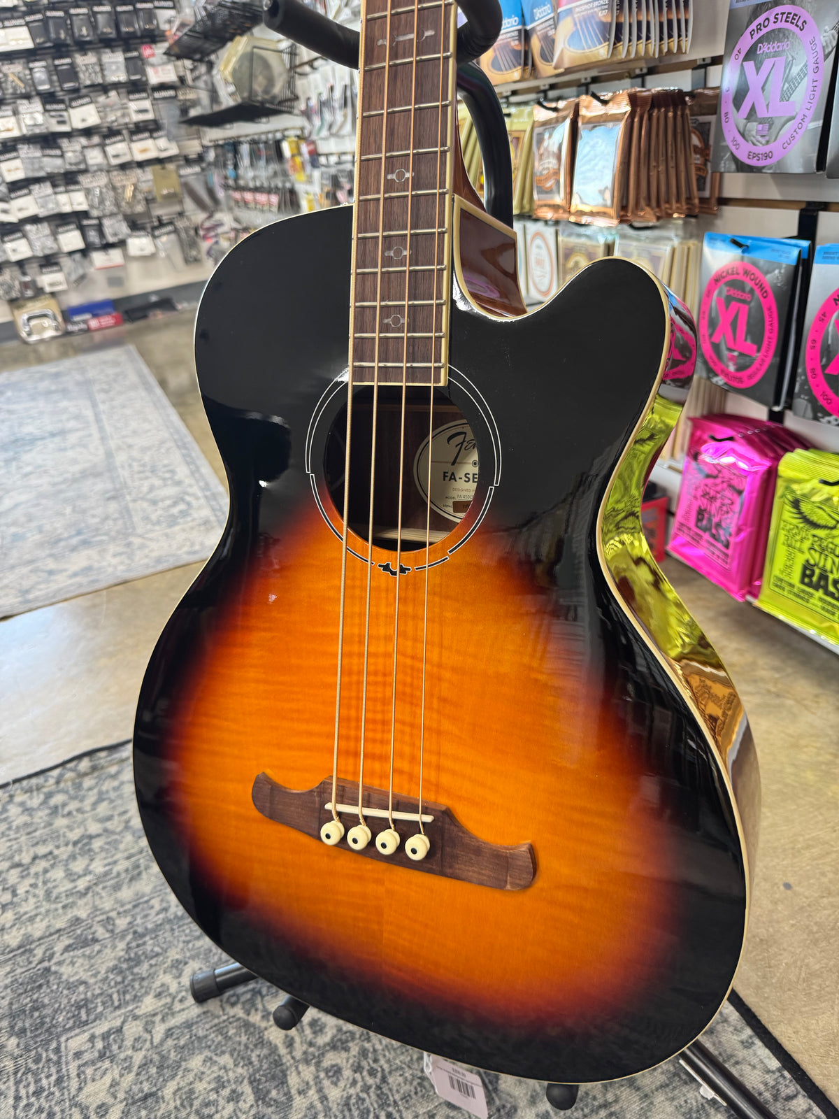 Fender FA-450CE 4-String Maple / Mahogany Acoustic Bass- 3-Tone Sunburst