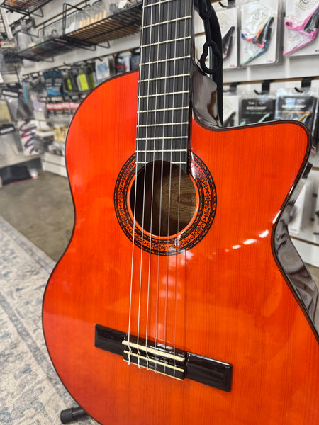 Washburn C5CE Classical Series Spruce/Catalpa Cutaway Nylon String with Electronics - Natural