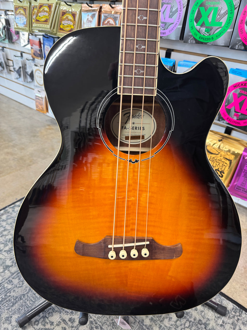 Fender FA-450CE 4-String Maple / Mahogany Acoustic Bass- 3-Tone Sunburst