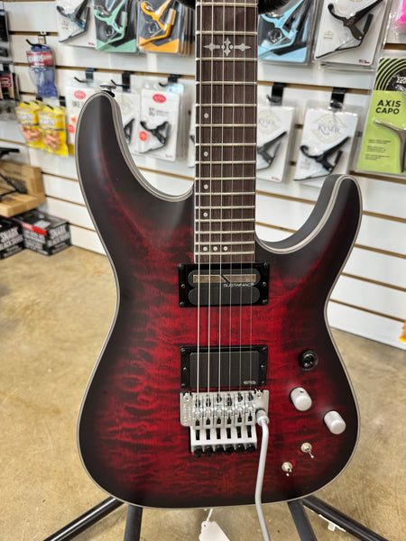 Schecter C-1 FR S Platinum - Crimson Red Burst Satin