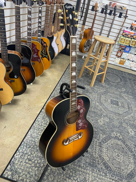 Epiphone J-200 Acoustic Electric Guitar - Aged Vintage Sunburst Gloss