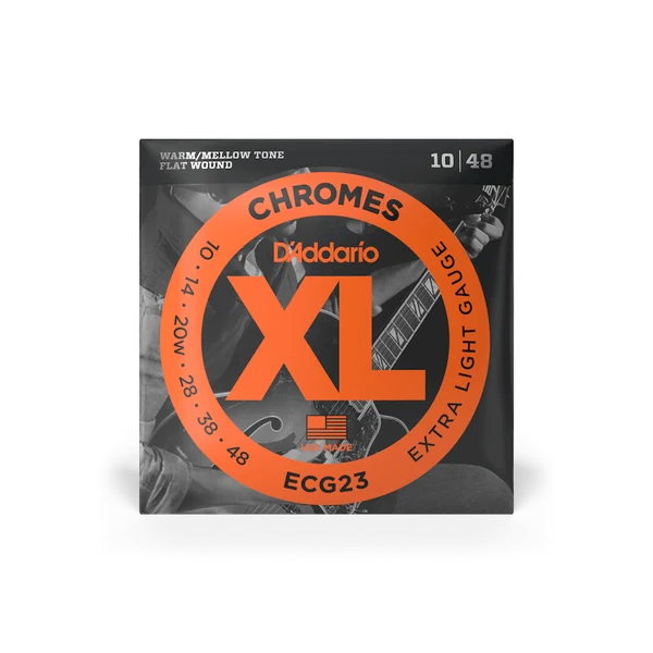 D'Addario ECG23 XL Chromes Flatwound Electric Guitar Strings, Extra Light Gauge