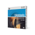 D'Addario EJ11-3D 80/20 bronze acoustic guitar strings, light 12-53, 3-pack