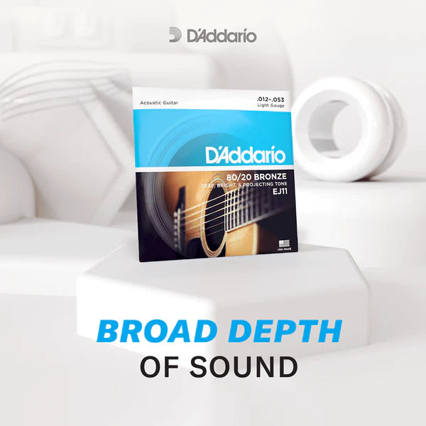 D’Addario EJ11-3D 3 Sets 80/20 Bronze Acoustic Guitar Strings, Light 12-53