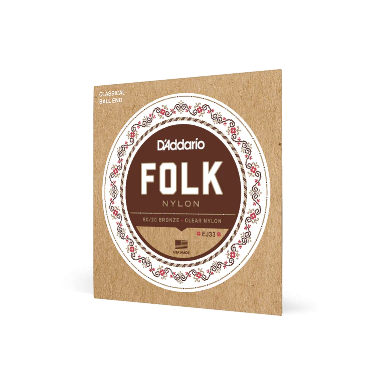 D'Addario EJ33 Folk Nylon Guitar Strings Ball End 