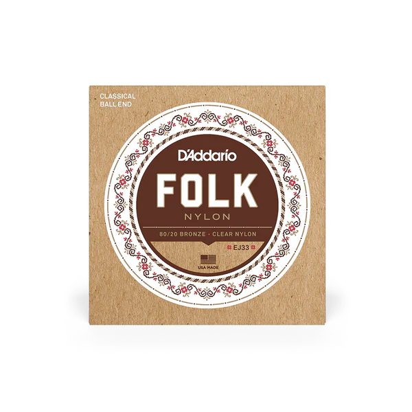D'Addario EJ33 Folk Nylon Guitar Strings Ball End 