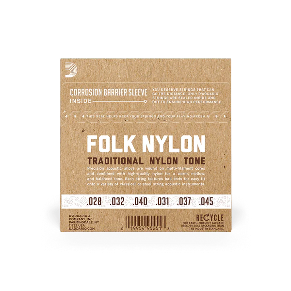 D'Addario EJ33 Folk Nylon Guitar Strings Ball End 