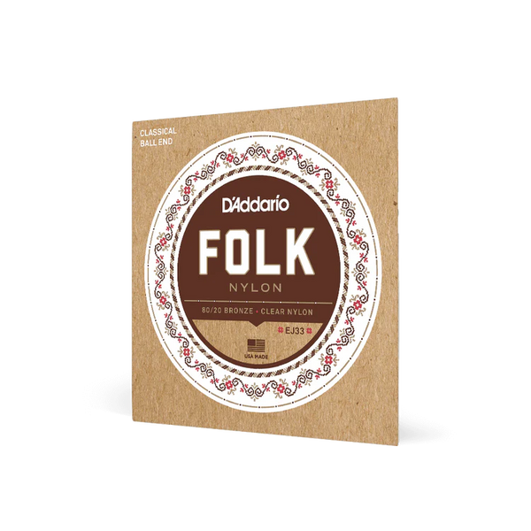 D'Addario EJ33 Folk Nylon Guitar Strings Ball End 