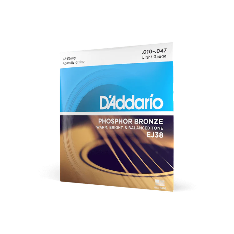 D'Addario EJ38 10-47 Light 12-String Acoustic Guitar Strings