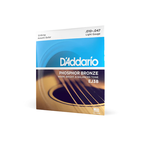 D'Addario EJ38 10-47 Light 12-String Acoustic Guitar Strings