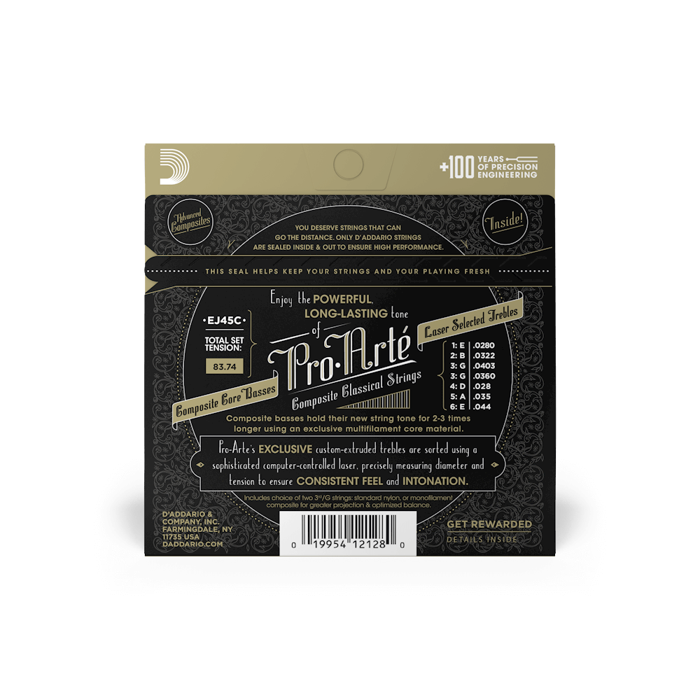 D'Addario EJ45C Pro-Arte Composite Classical Guitar Strings Normal Tension Standard