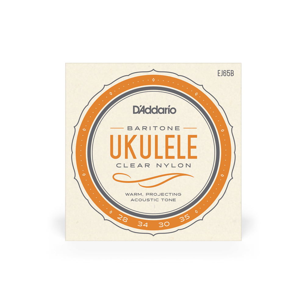 D'Addario EJ65B Baritone Ukulele Nylon Strings - Clear 