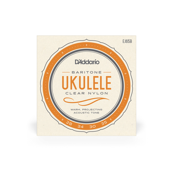 D'Addario EJ65B Baritone Ukulele Nylon Strings - Clear 