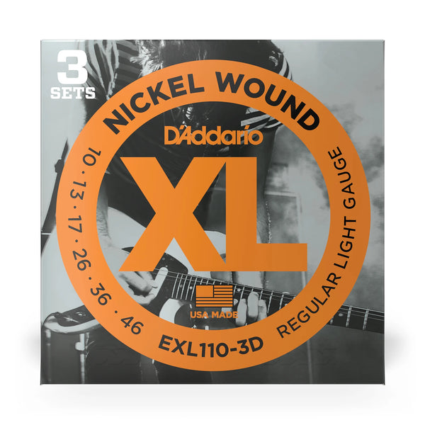 D'Addario EXL110-3D 3 Sets Regular Light Nickel Wound Electric Guitar Strings 10-46