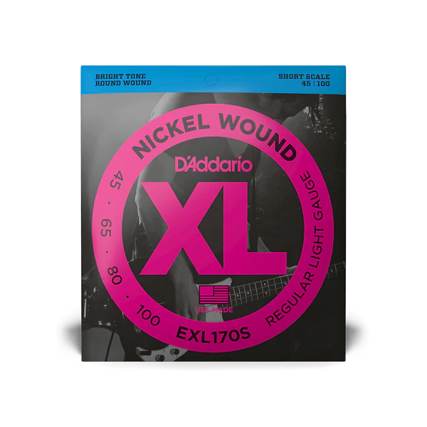 D’Addario EXL170S Short Scale Regular Light XL Nickel Electric Bass Strings 45-100