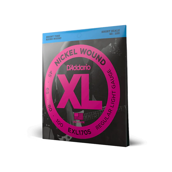 D’Addario EXL170S Short Scale Regular Light XL Nickel Electric Bass Strings 45-100