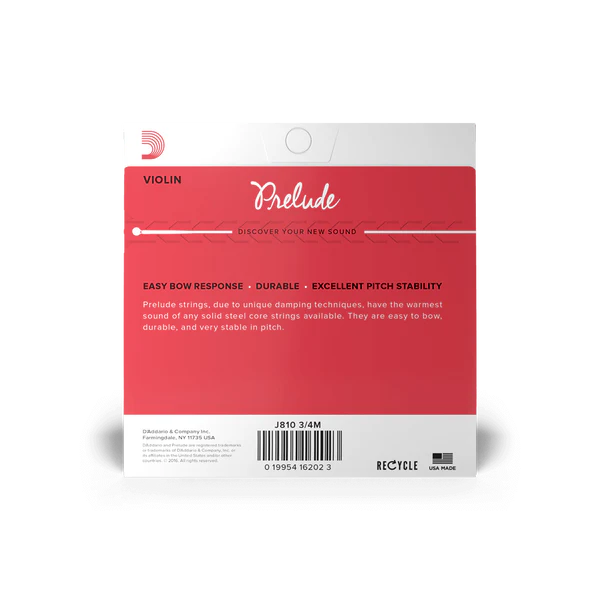D'Addario J810-34M Prelude 3/4-Scale Violin Strings - Medium