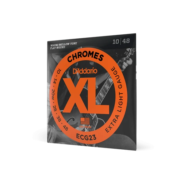 D'Addario ECG23 XL Chromes Flatwound Electric Guitar Strings, Extra Light Gauge