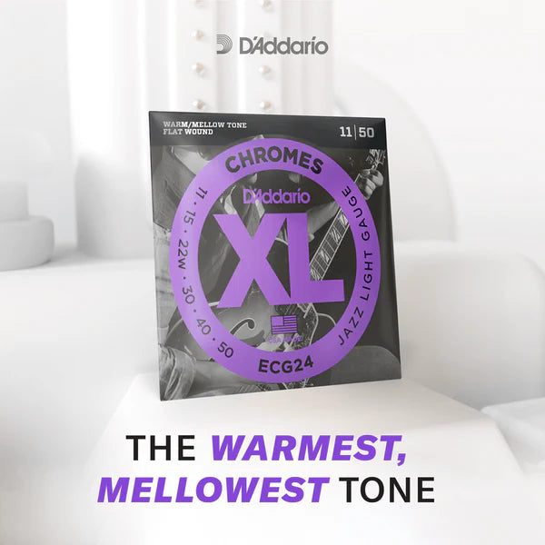 D'Addario ECG23 XL Chromes Flatwound Electric Guitar Strings, Extra Light Gauge