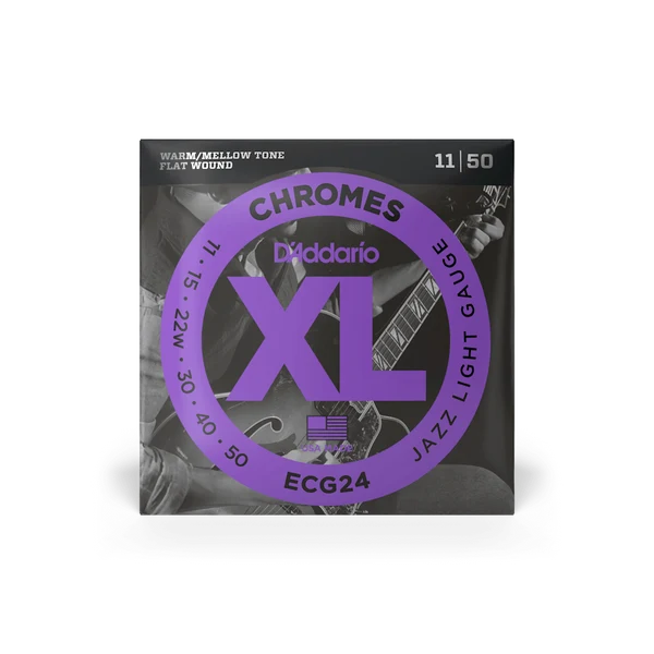 D'Addario ECG24 XL Chromes Flatwound Electric Guitar Strings, Jazz Light Gauge Standard