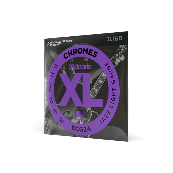 D'Addario ECG24 XL Chromes Flatwound Electric Guitar Strings, Jazz Light Gauge Standard