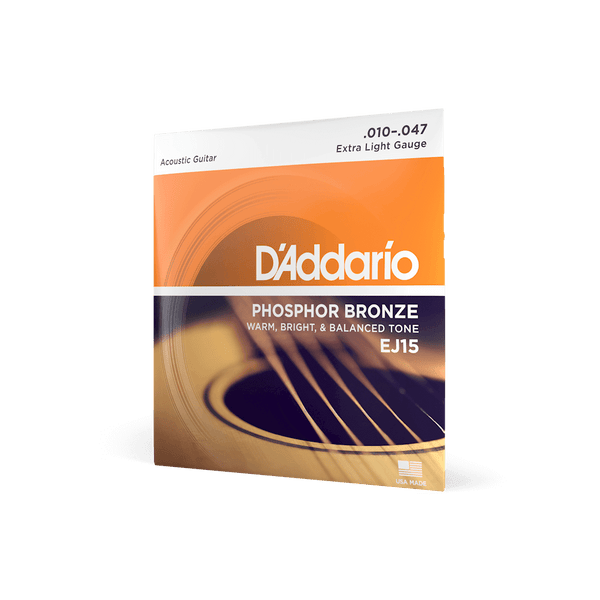 D'Addario EJ15 Phosphor Bronze Acoustic Guitar Strings, Extra Light Gauge
