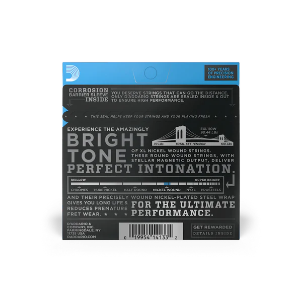 D'Addario EXL110W Nickel Wound Electric Guitar Strings Regular Light Gauge with Wound 3rd