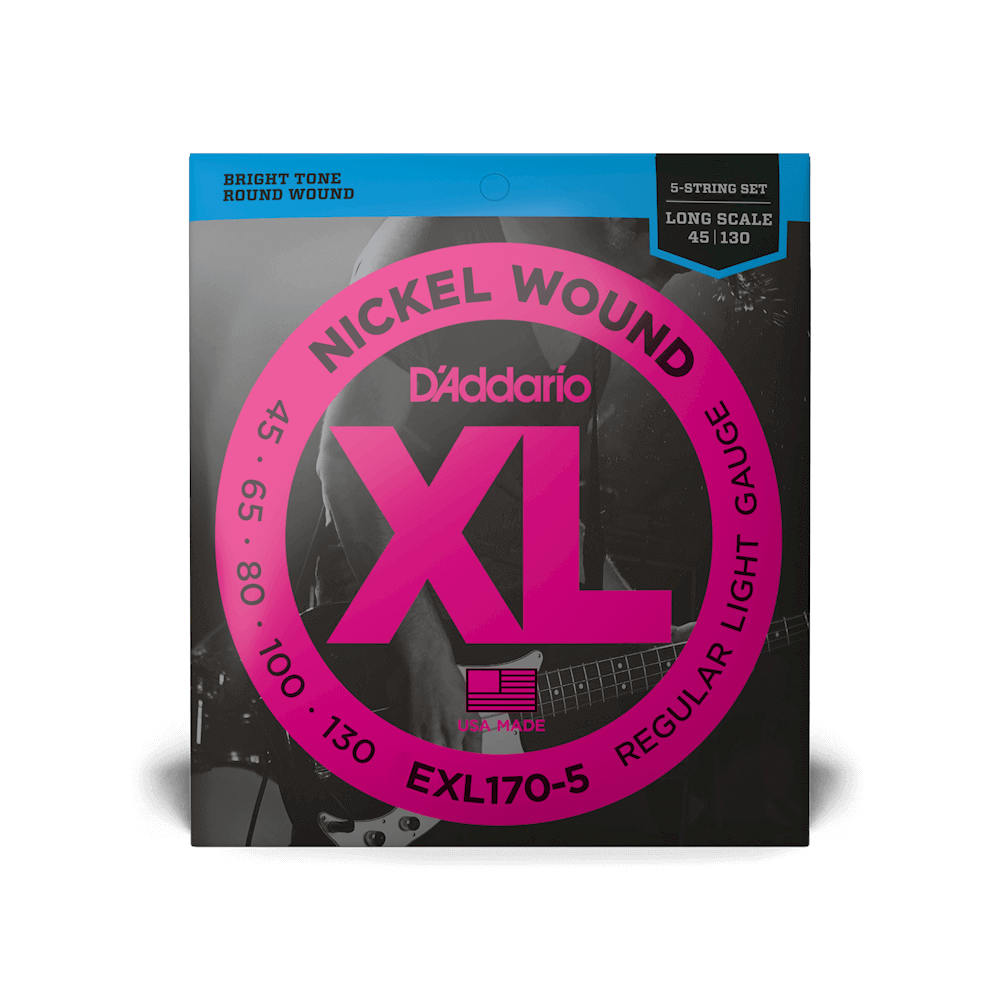 D'Addario EXL170-5 XL nickel wound 5-string bass strings, 45-130, long scale - view 2