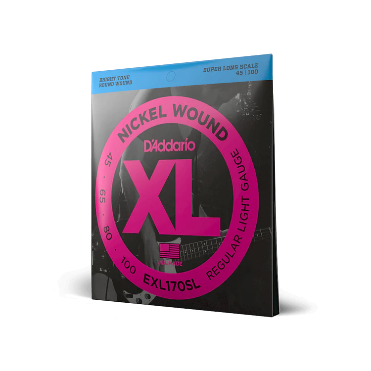 D'Addario EXL170SL Super Long Light Nickel Wound Bass Guitar Strings 45-100