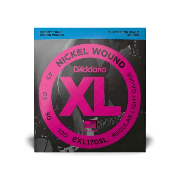 D'Addario EXL170SL Super Long Light Nickel Wound Bass Guitar Strings 45-100