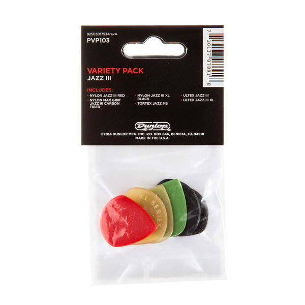 Dunlop PVP103 Jazz III 6 Pick Variety Pack