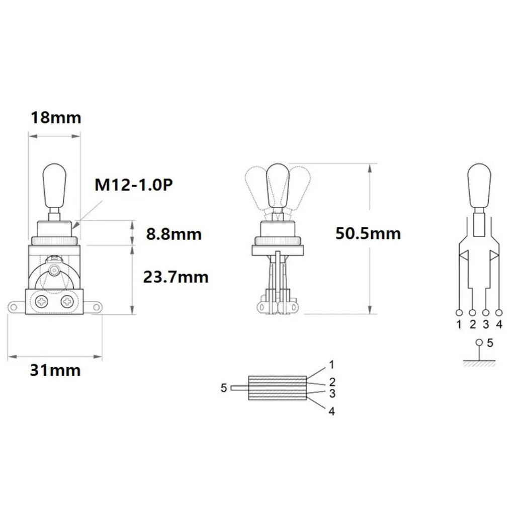 All Parts EP-4364-000 Short Toggle Switch - Chrome with Black Tip