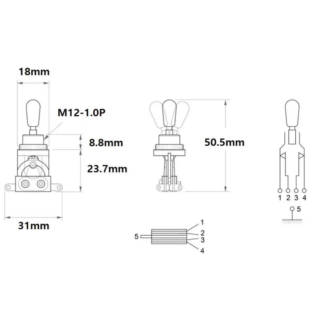 All Parts EP-4364-000 Short Toggle Switch - Chrome with Black Tip