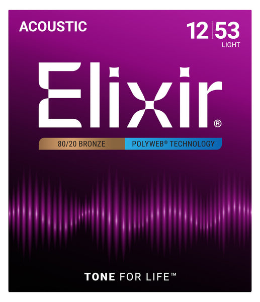Elixir 11050 Polyweb 80/20 Bronze Acoustic Guitar Strings  - Light (12-53)