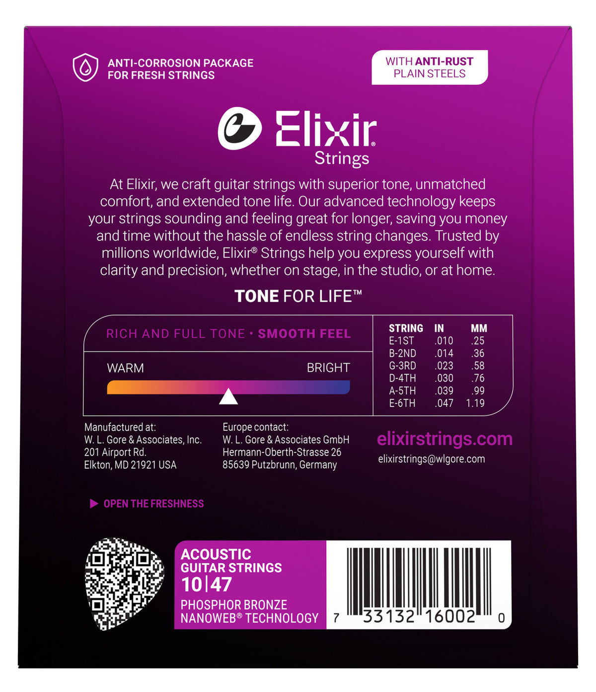 Elixir 16002 Nanoweb Phosphor Bronze Acoustic Guitar Strings - Extra Light (10-47)