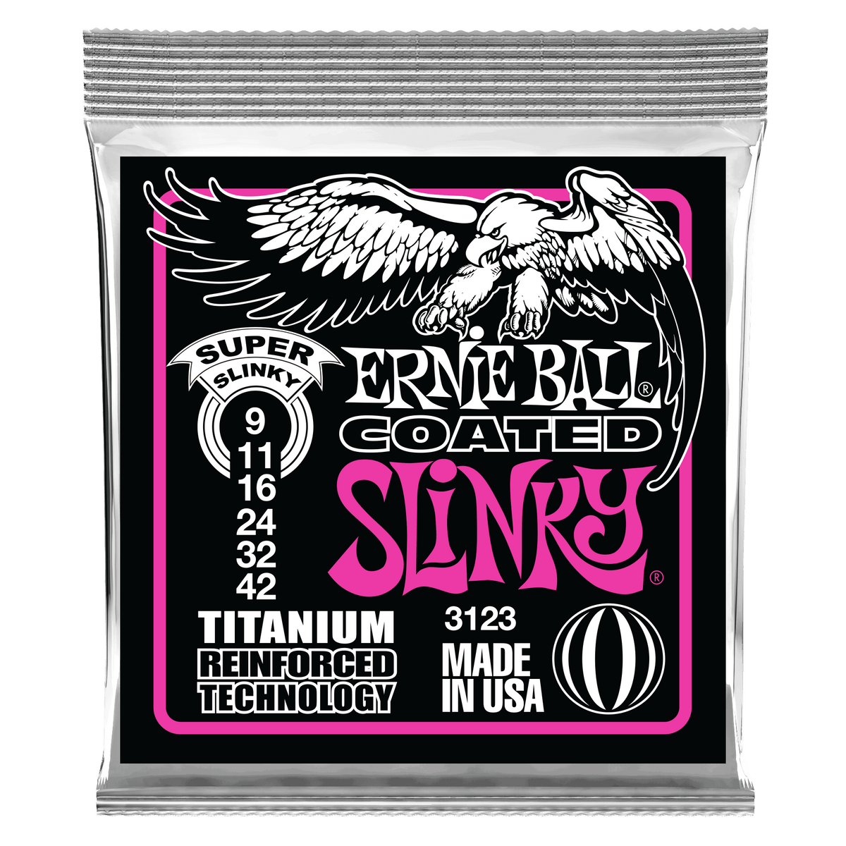Ernie Ball 3123 Super Slinky RPS Coated Titanium Electric Guitar Strings 9-42