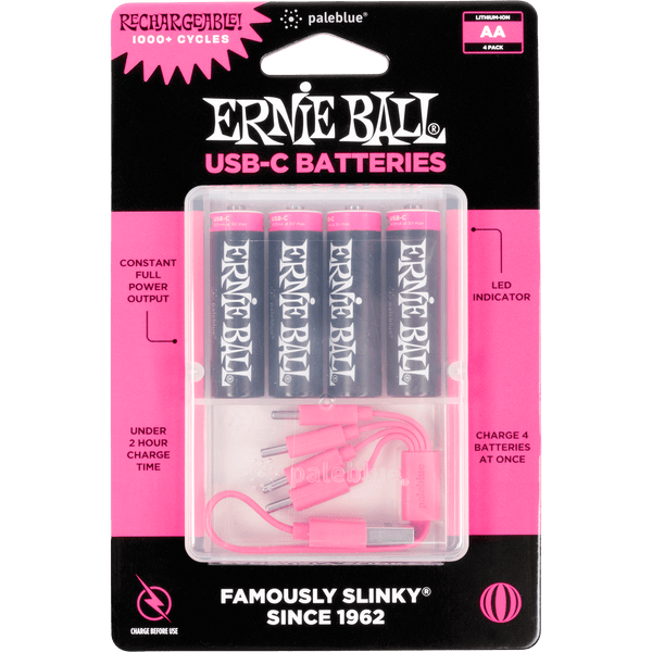 Ernie Ball 9643 USB-C Rechargeable AA Battery by Paleblue - 4-pack