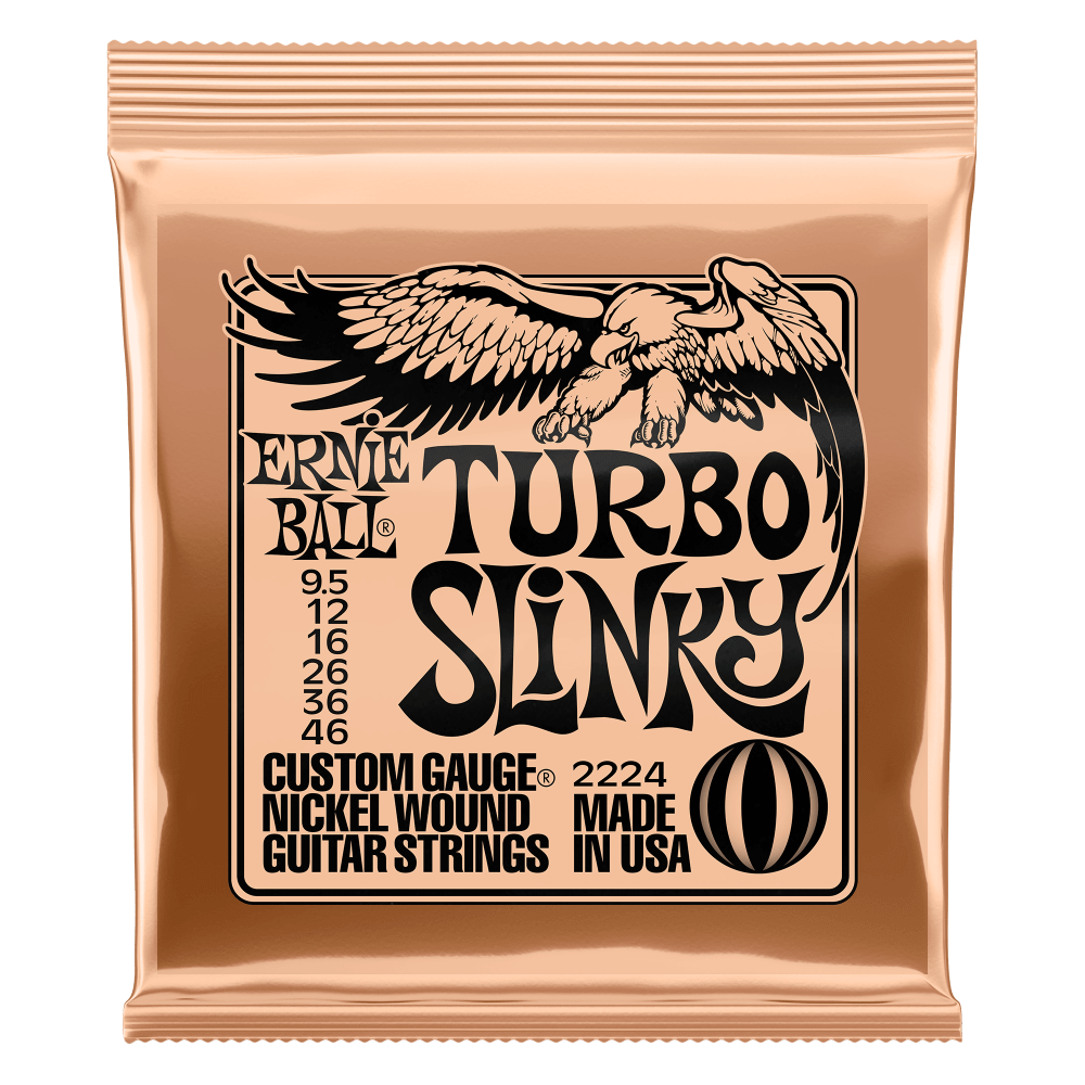 Ernie Ball P02224 Turbo Slinky Nickel Wound Electric Guitar Strings, 9.5-46