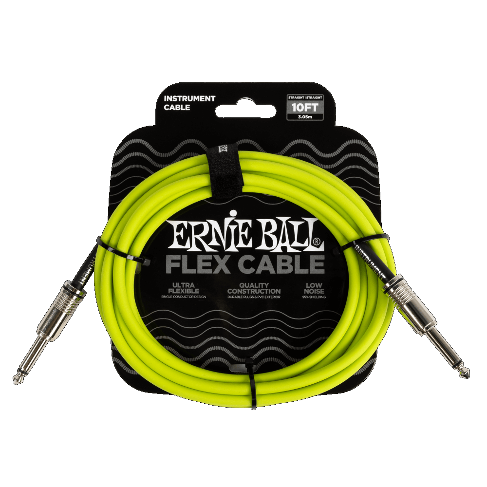 Ernie Ball P06414 FLEX INSTRUMENT CABLE STRAIGHT/STRAIGHT 10FT - GREEN