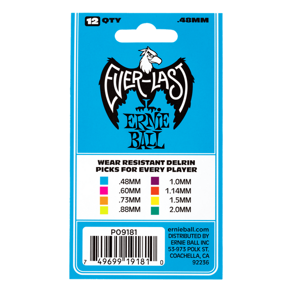 Ernie Ball 9181 Everlast Picks - 0.48mm Blue - 12 Pack