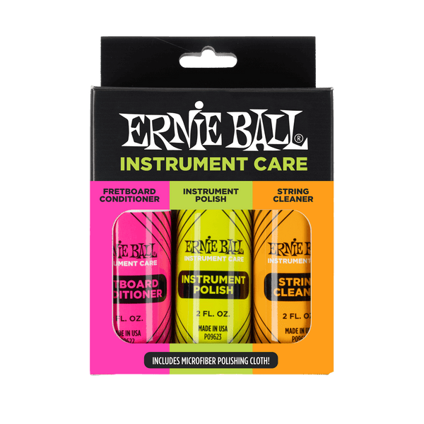 Ernie Ball P04225 Instrument Care 3-pack with Microfiber Polish Cloth